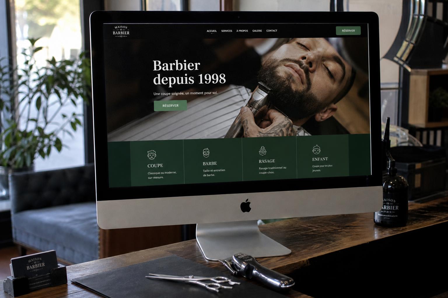 Site internet d'un salon de barbier à Paris