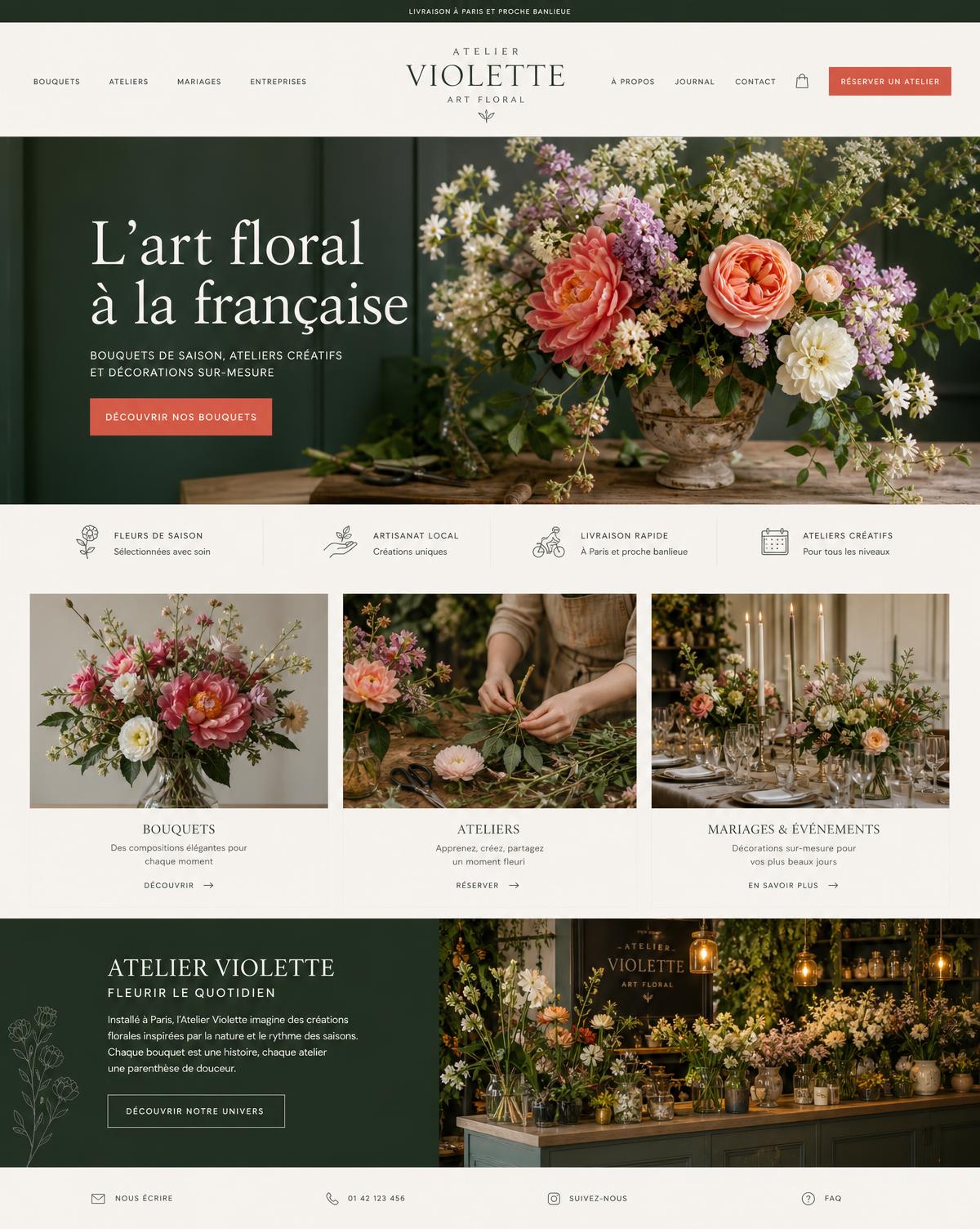 Création de site vitrine pour un atelier floral parisien