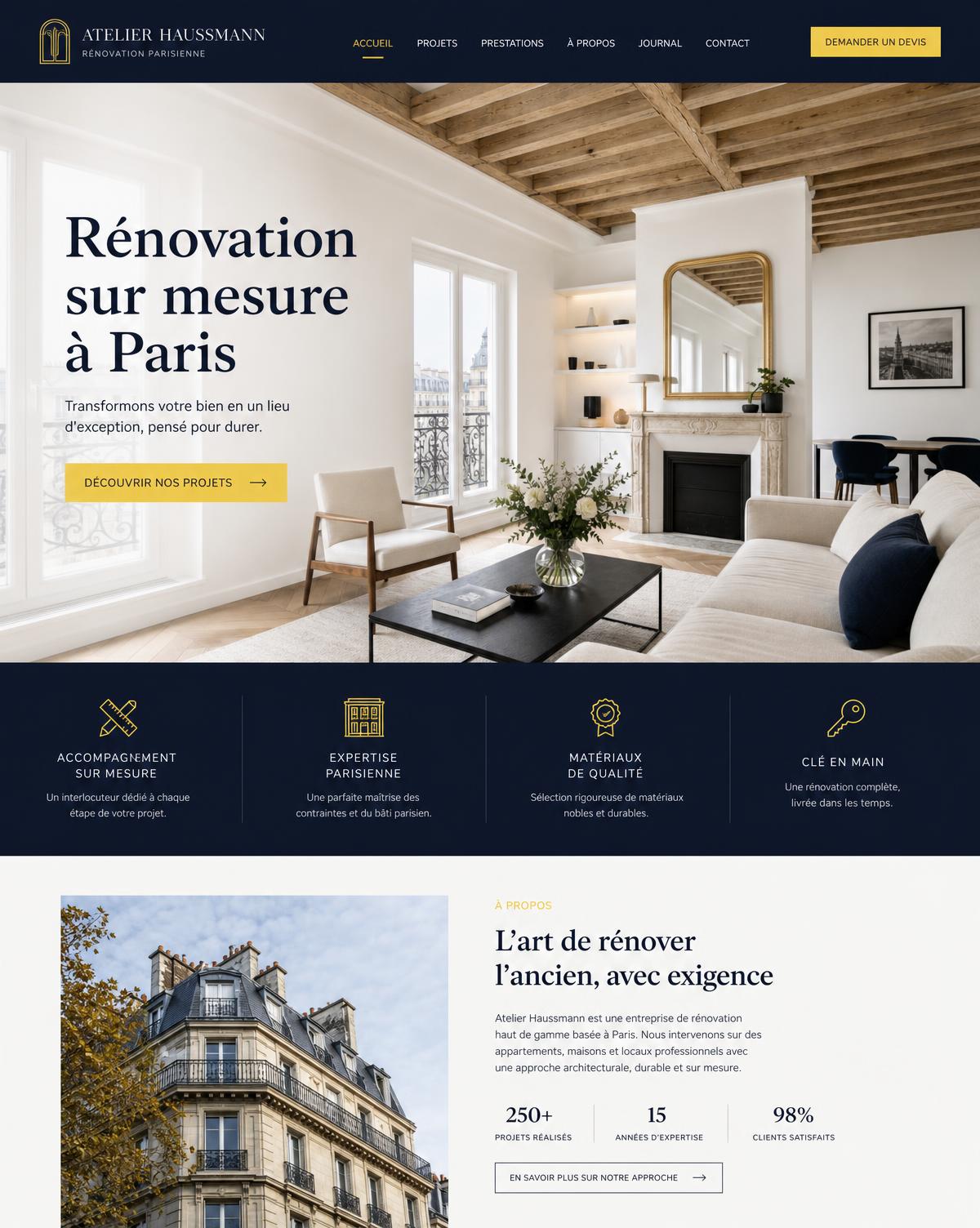 Création de site internet pour une entreprise de rénovation parisienne